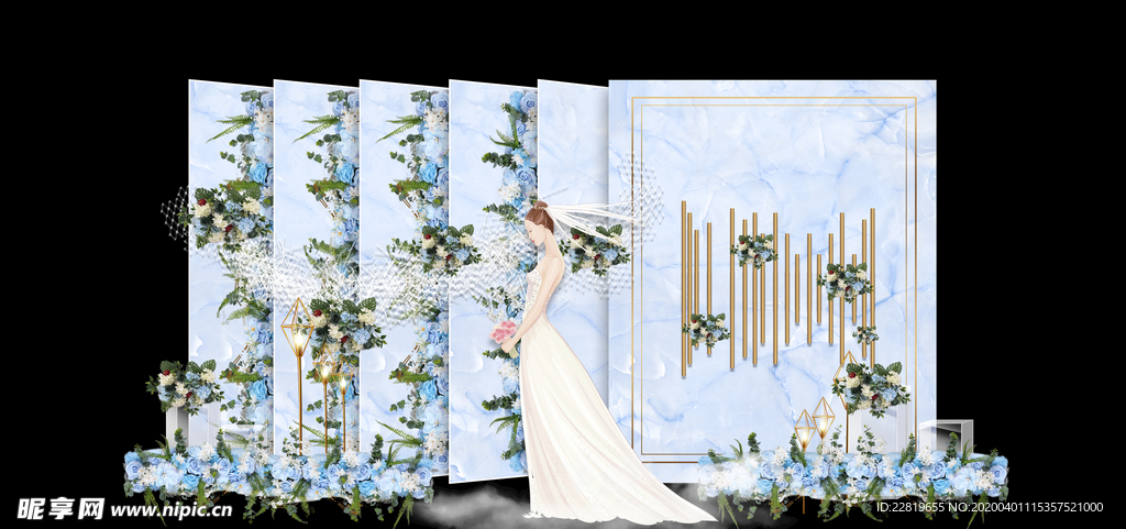 水墨新中国风婚礼设计背景