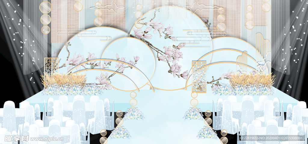 水墨新中国风婚礼设计背景