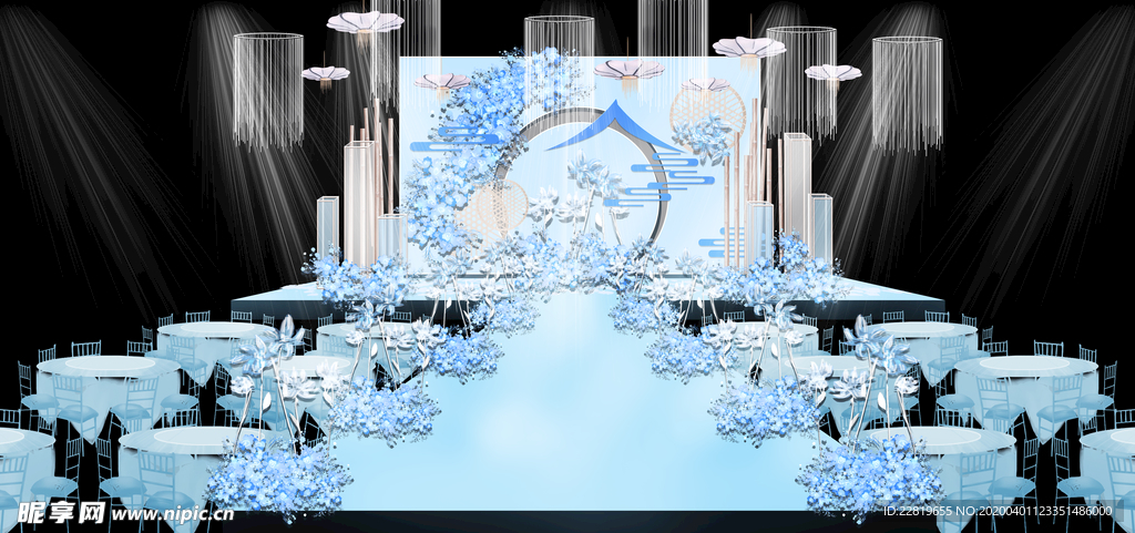 水墨新中国风婚礼设计背景