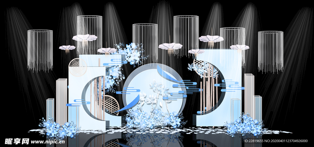 水墨新中国风婚礼设计背景