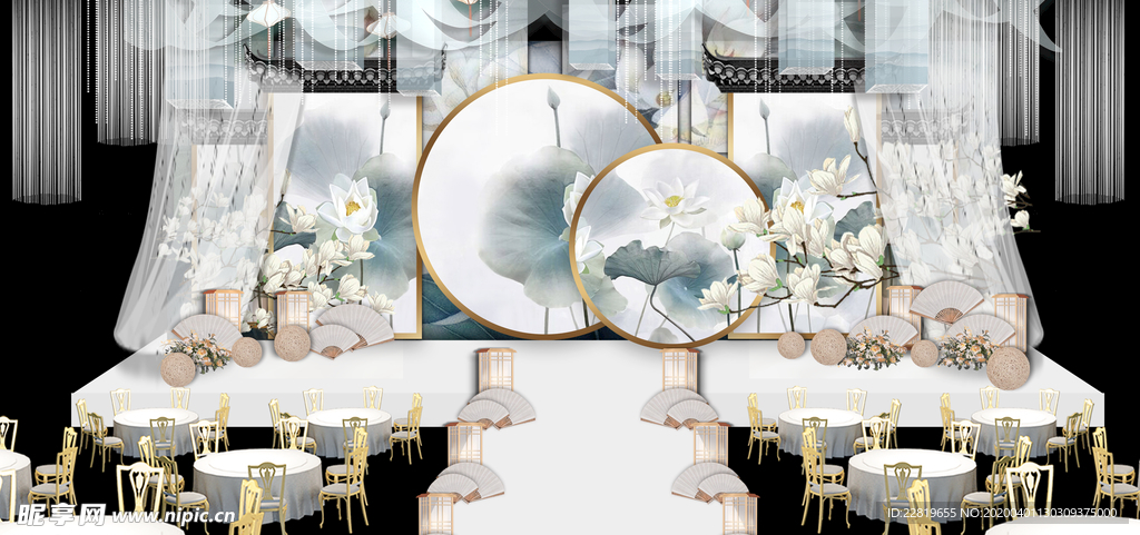 水墨新中国风婚礼设计背景