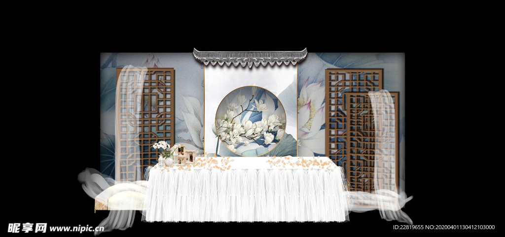 水墨新中国风婚礼设计背景