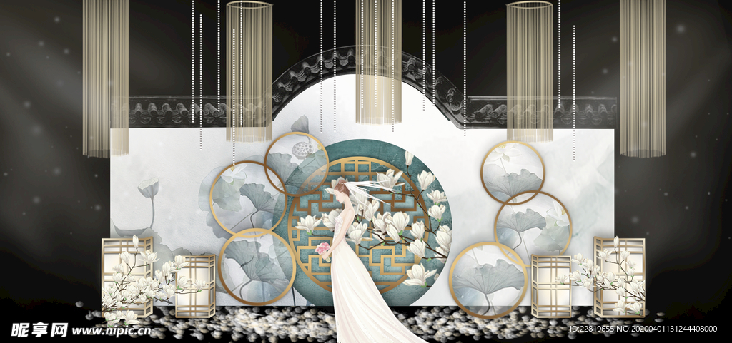 水墨新中国风婚礼设计背景