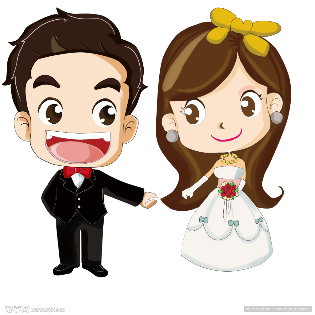 卡通新郎新娘