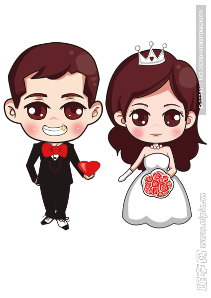 卡通新郎新娘