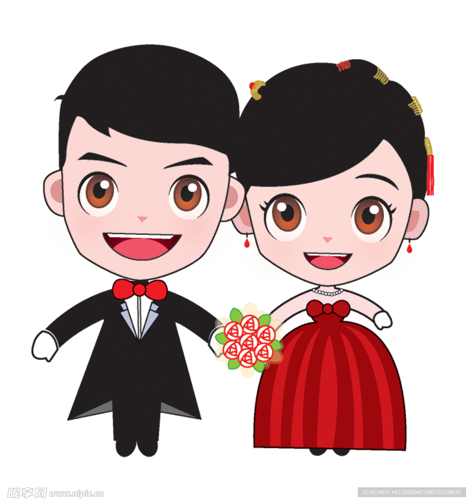 卡通新郎新娘