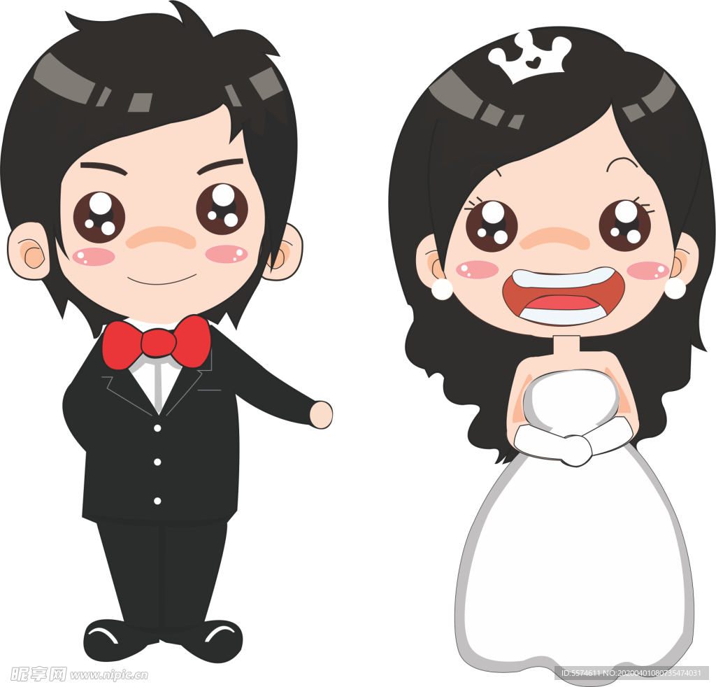 卡通新郎新娘
