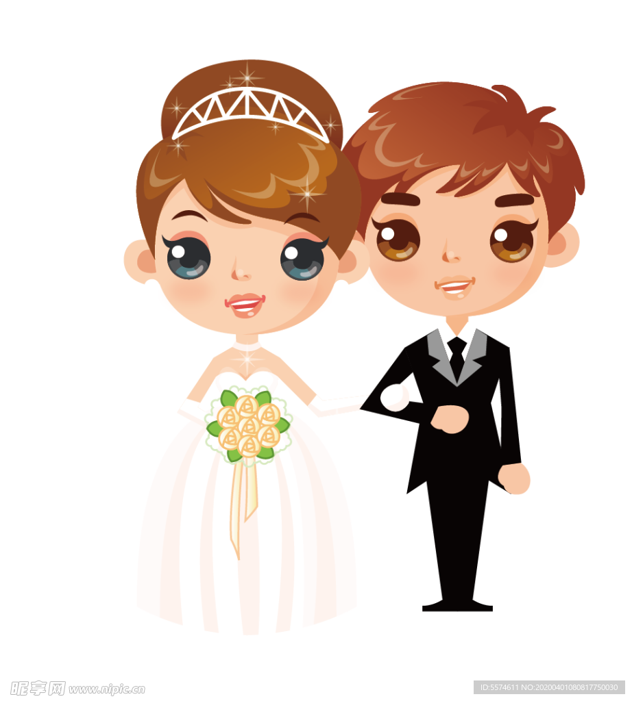 卡通新郎新娘