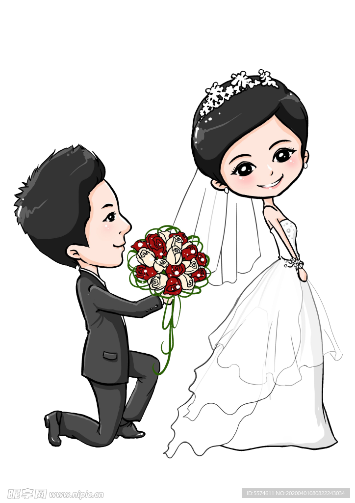 卡通新郎新娘