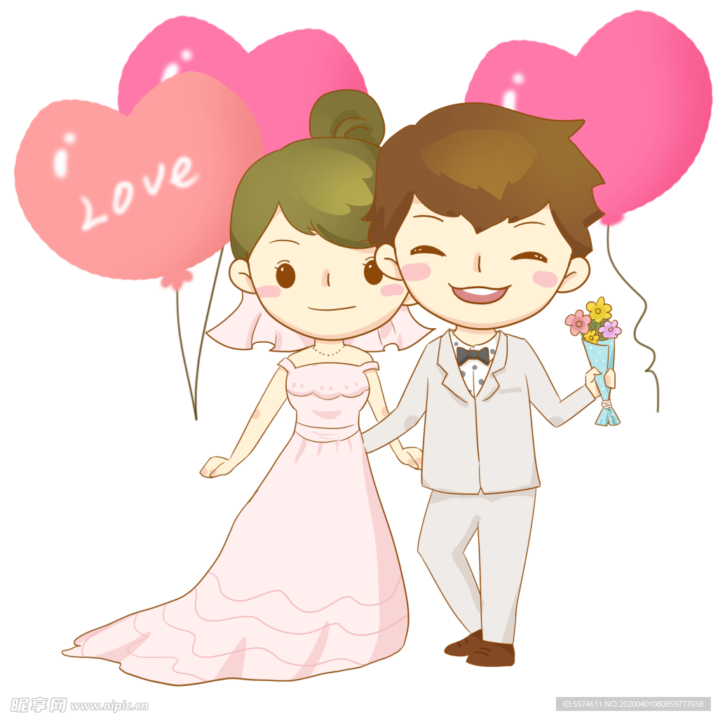 卡通新郎新娘
