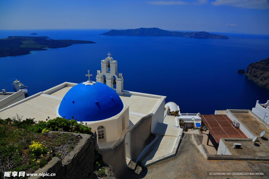 希腊圣托里菲拉小镇