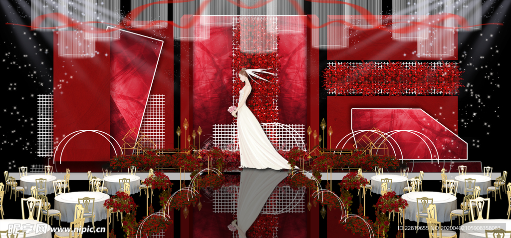 红色婚礼设计背景图片