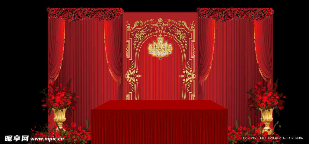 红色婚礼设计背景图片