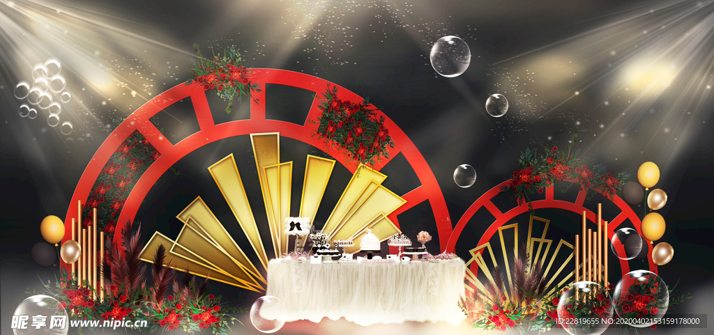 红色婚礼设计背景图片