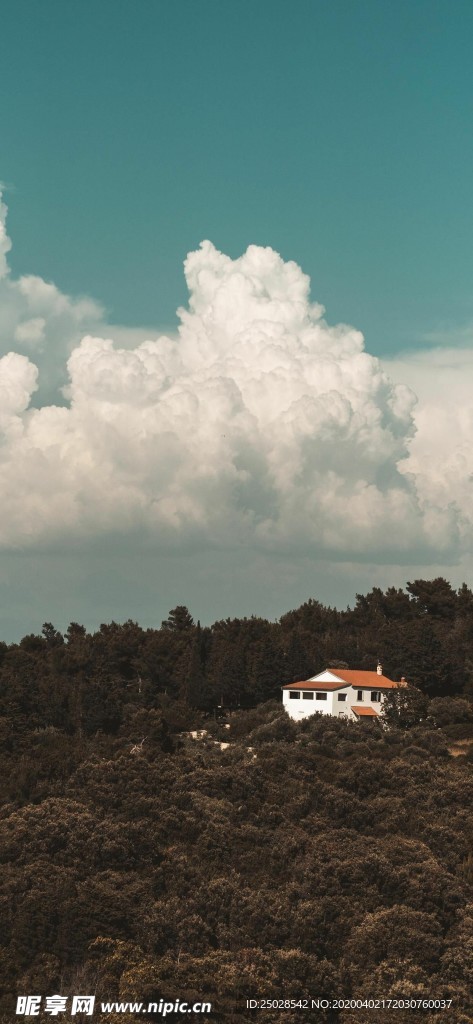 白云村庄风景手机高清壁纸