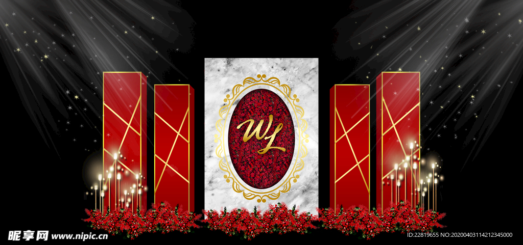 红色婚礼设计背景图片