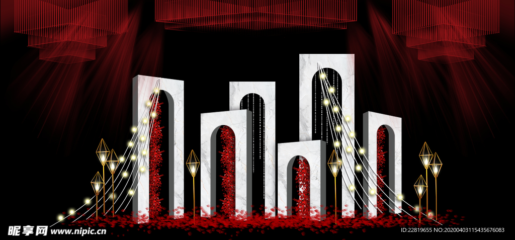 红色婚礼设计背景图片