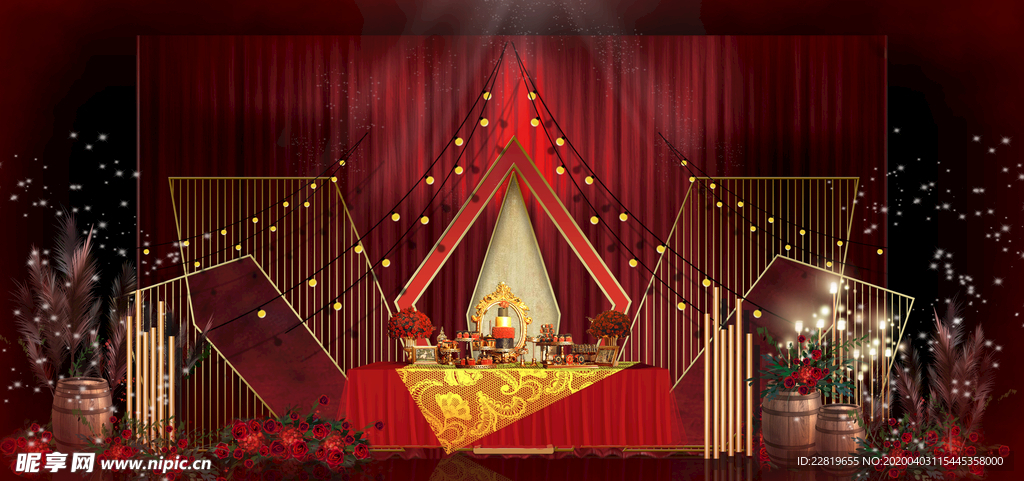 红色婚礼设计背景图片