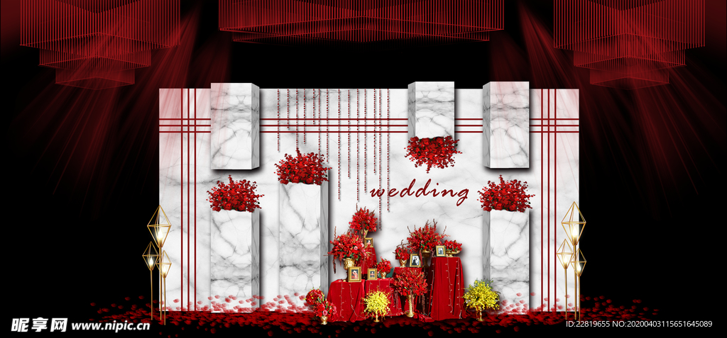 红色婚礼设计背景图片