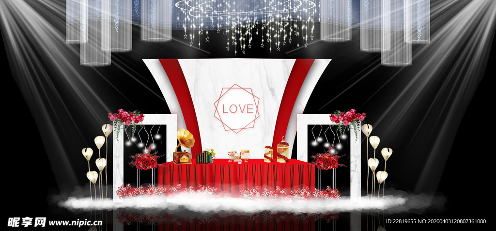 红色婚礼设计背景图片
