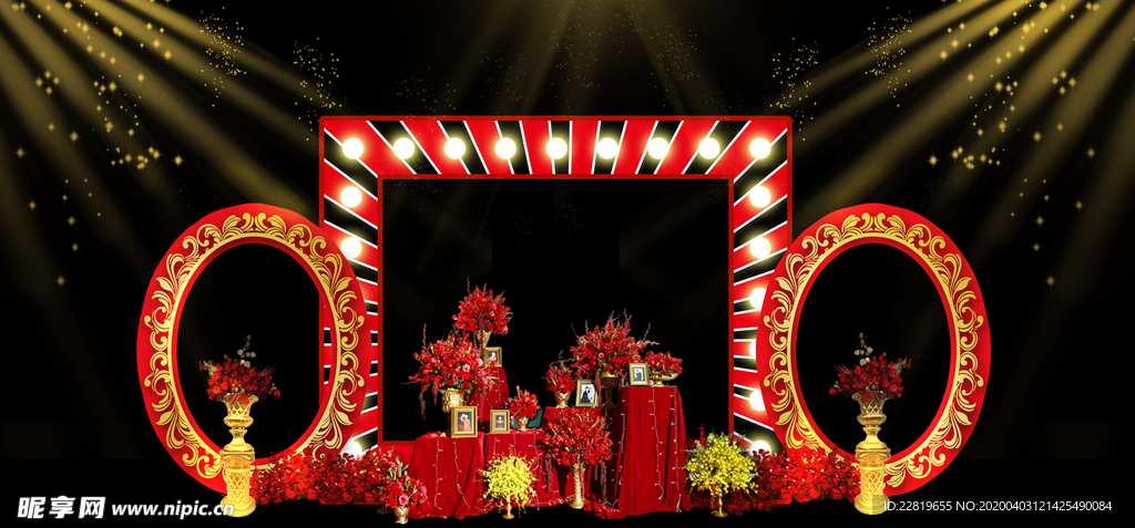 红色婚礼设计背景图片