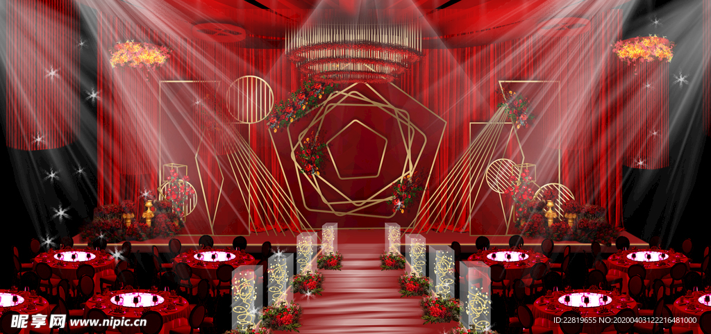 红色婚礼设计背景图片