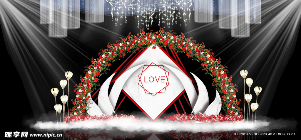 红色婚礼设计背景图片