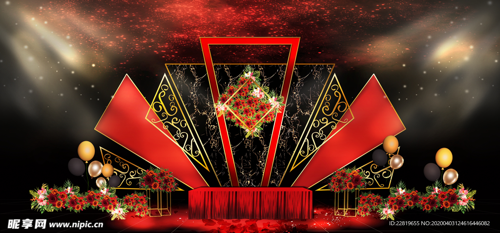 红色婚礼设计背景图片