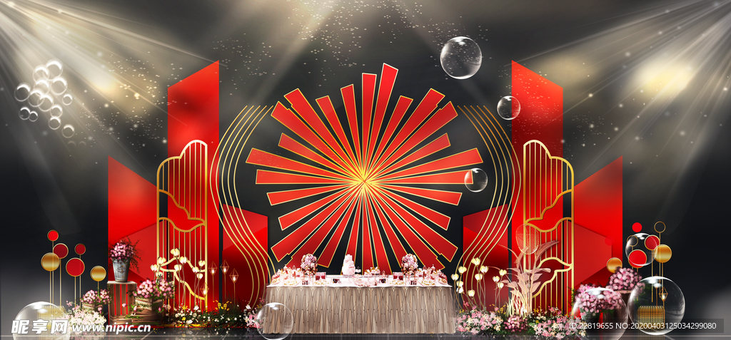 红色婚礼设计背景图片
