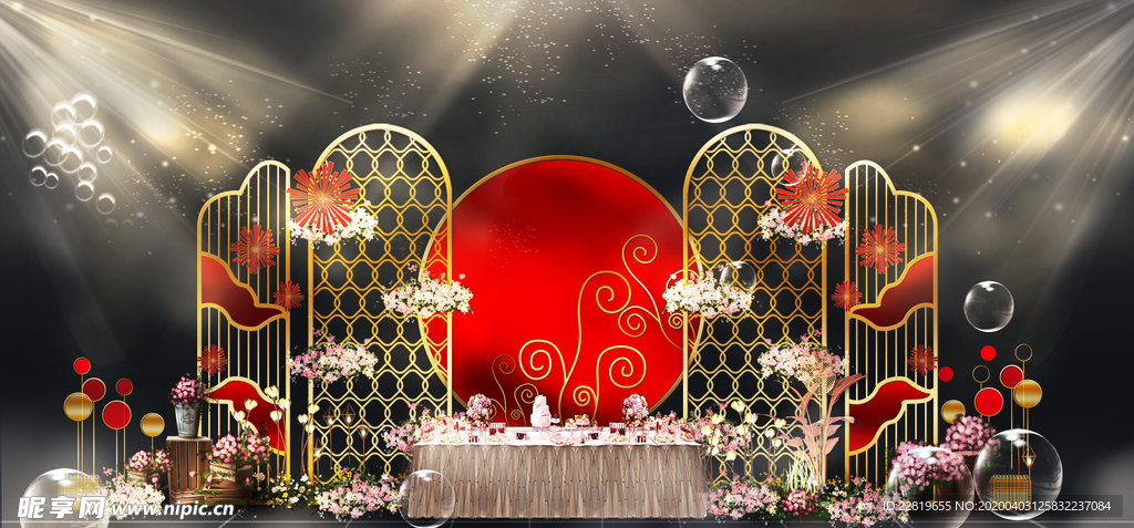 红色婚礼设计背景图片