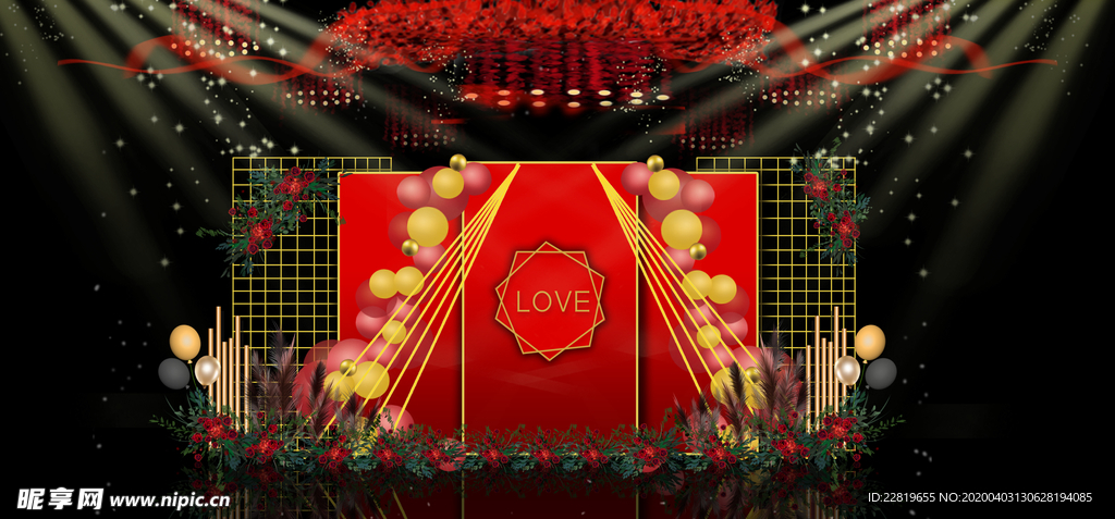 红色婚礼设计背景图片