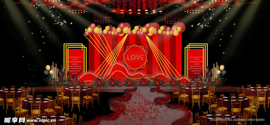 红色婚礼设计背景图片