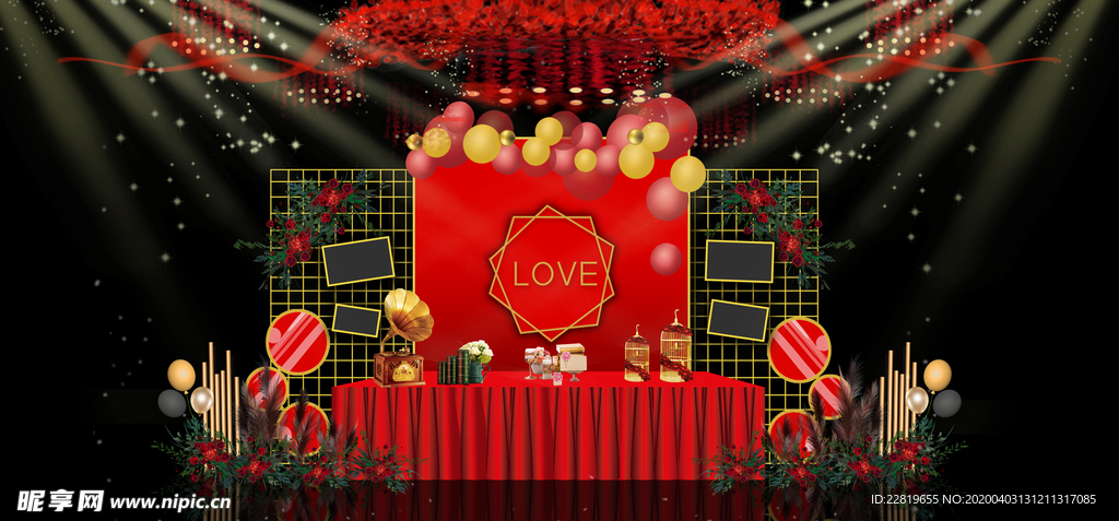 红色婚礼设计背景图片