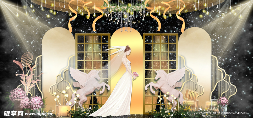 香槟色婚礼背景设计背景