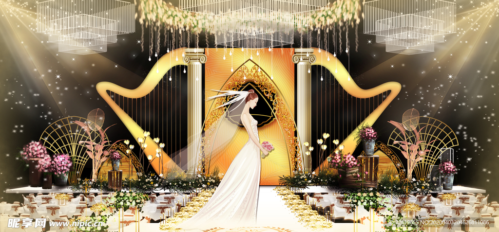 香槟色婚礼背景设计背景