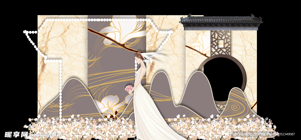 香槟色婚礼背景设计背景