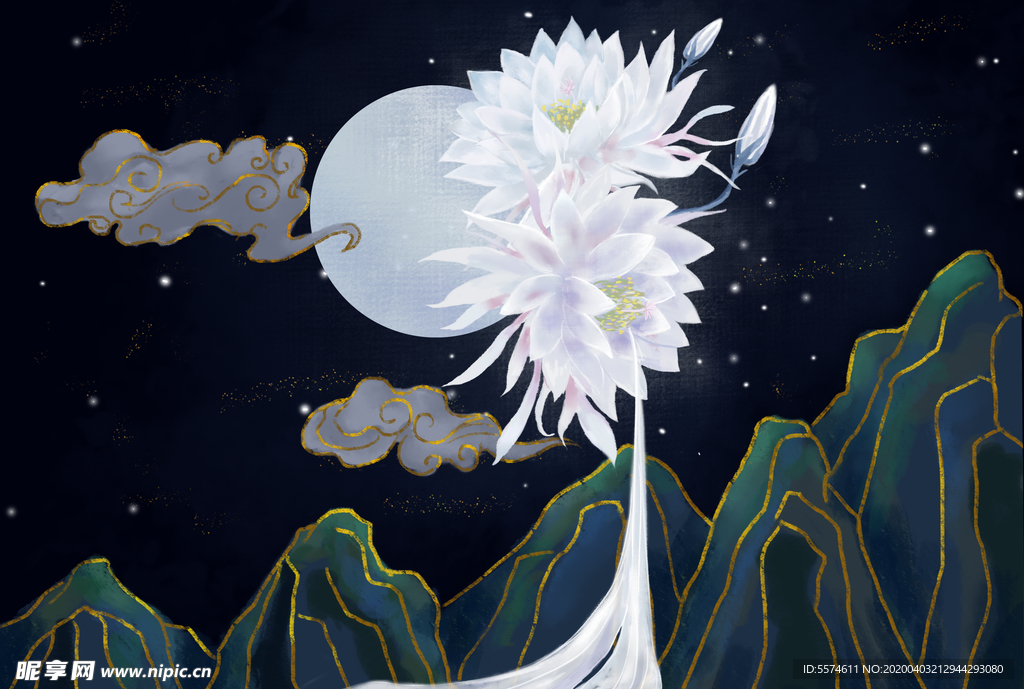 中国风背景墙壁画