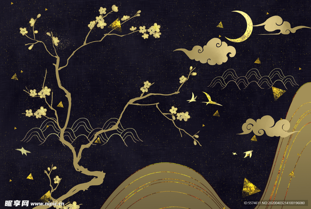 中国风背景墙壁画