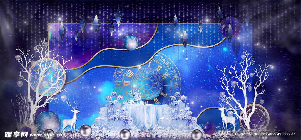 蓝色系婚礼设计背景