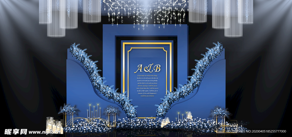 蓝色系婚礼设计背景