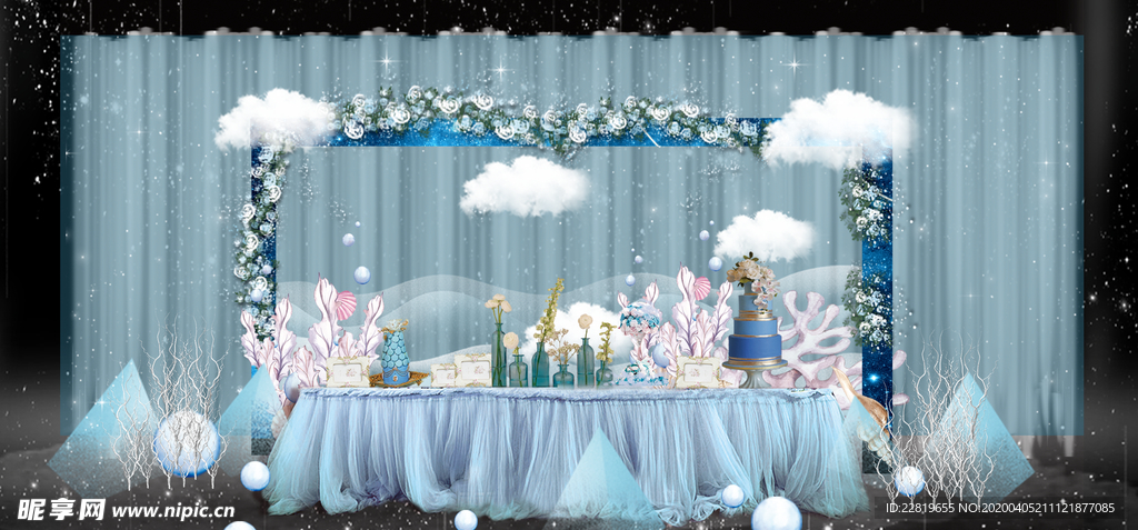 蓝色系婚礼设计背景