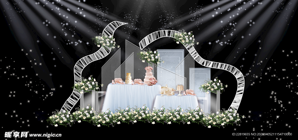 蓝色系婚礼设计背景