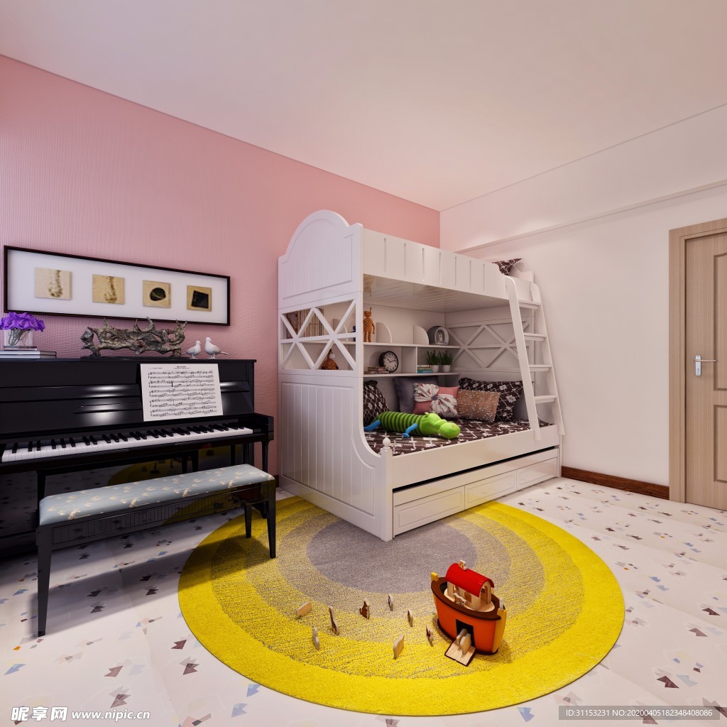 钢琴  儿童房