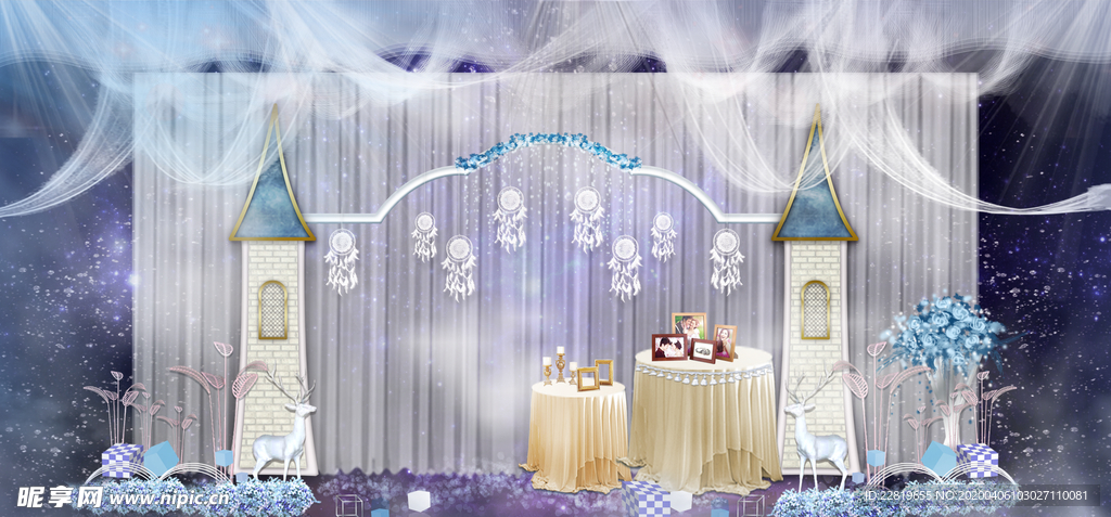 蓝色系婚礼设计背景