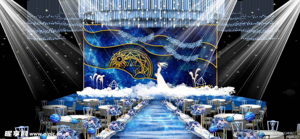 蓝色系婚礼设计背景