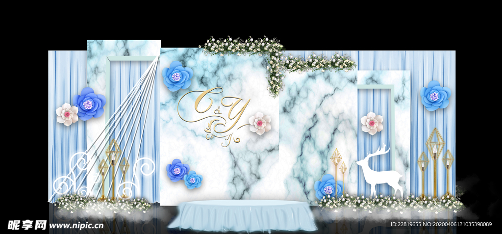 蓝色系婚礼设计背景