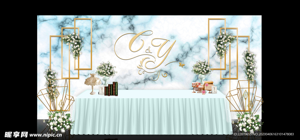 蓝色系婚礼设计背景