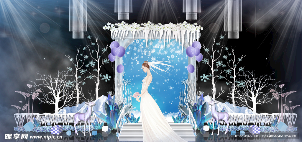 蓝色系婚礼设计背景