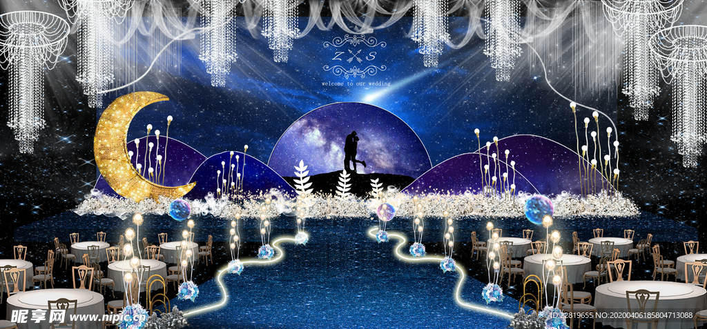 蓝色系婚礼设计背景