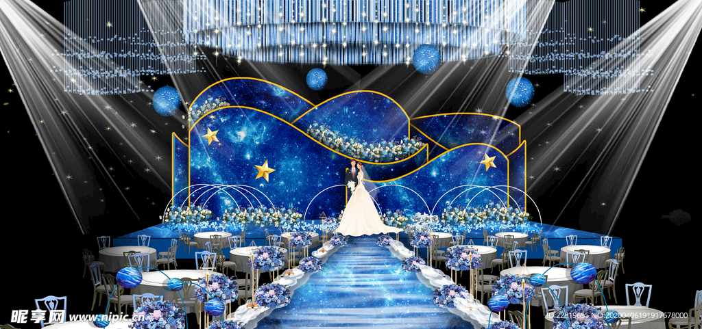 蓝色系婚礼设计背景